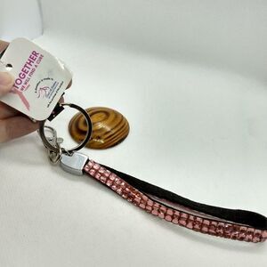 Pink bling pink ribbon‎ breast cancer awareness keychain nwt